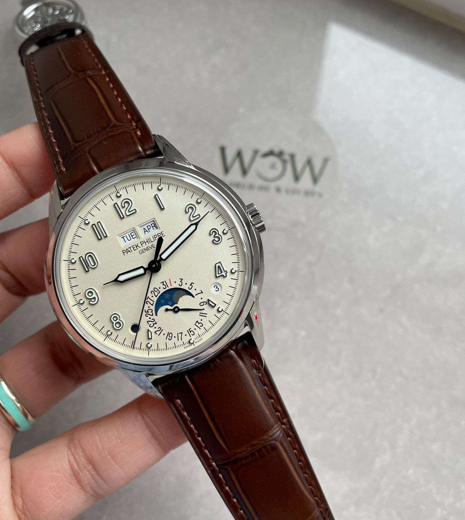 Perpetual Calendar 5320G-001 SS GSF 1:1 Best Edition Cream Dial on Brown Leather Strap A324