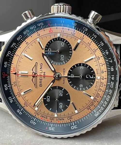 Navitimer 01 1:1 SS salmon Dial on Brown leather Strap A7750 BLS Factory - Image 3