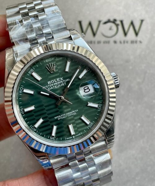 Datejust 41mm 126334 904L SS Fluted Bezel Patterned Green MOTIF Dial on SS Jubilee Bracelet VSF VS3235 Reference R2DJ0190 - Image 3