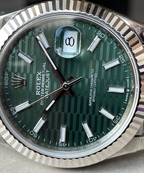 Datejust 41mm 126334 904L SS Fluted Bezel Patterned Green MOTIF Dial on SS Jubilee Bracelet VSF VS3235 Reference R2DJ0190 - Image 6