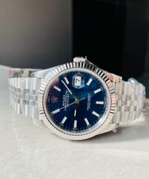 Datejust 41mm 126334 904L SS Fluted Bezel Patterned Blue MOTIF Dial on SS Jubilee Bracelet VSF VS3235 - Image 8
