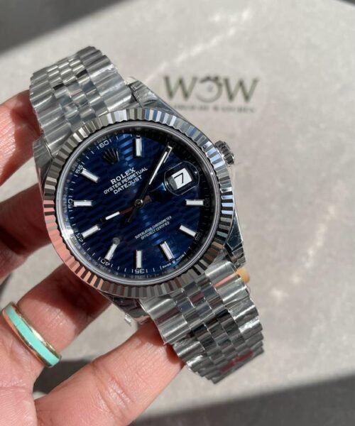 Datejust 41mm 126334 904L SS Fluted Bezel Patterned Blue MOTIF Dial on SS Jubilee Bracelet VSF VS3235 - Image 4