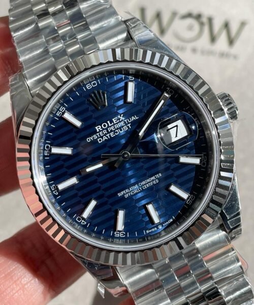 Datejust 41mm 126334 904L SS Fluted Bezel Patterned Blue MOTIF Dial on SS Jubilee Bracelet VSF VS3235 - Image 5