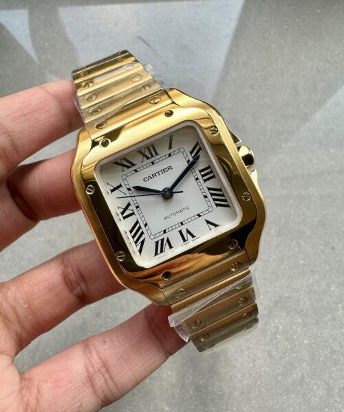 Santos 35mm 2018 YG RXW 1:1 Best Edition White Dial on SmartLinks Bracelet MIYOTA 9015 - Image 4