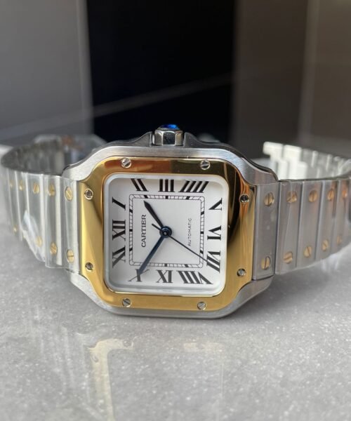 Santos 35mm 2018 SS/YG RXW 1:1 Best Edition White Dial on SS/YG SmartLinks Bracelet MIYOTA 9015 - Image 4