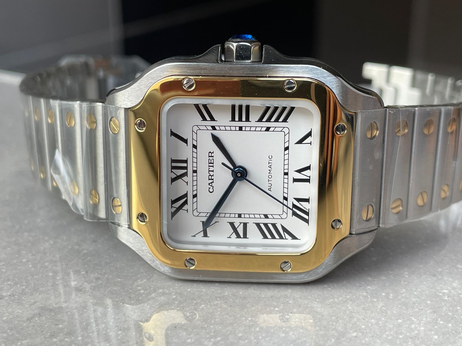 Santos 35mm 2018 SS/YG RXW 1:1 Best Edition White Dial on SS/YG SmartLinks Bracelet MIYOTA 9015 - Image 7