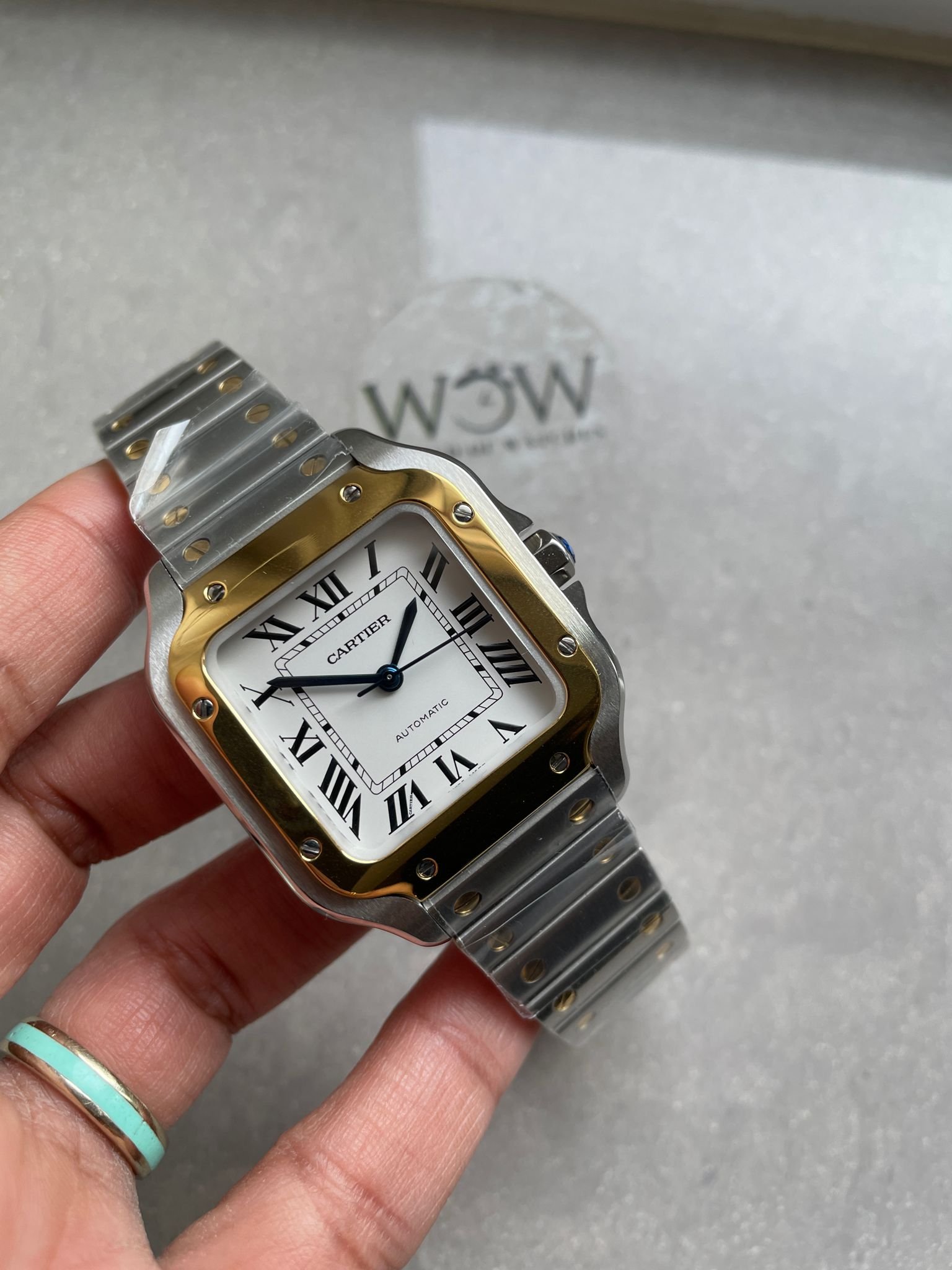 Santos 35mm 2018 SS/YG RXW 1:1 Best Edition White Dial on SS/YG SmartLinks Bracelet MIYOTA 9015