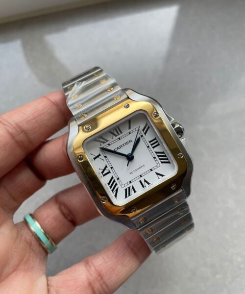 Santos 35mm 2018 SS/YG RXW 1:1 Best Edition White Dial on SS/YG SmartLinks Bracelet MIYOTA 9015 - Image 3