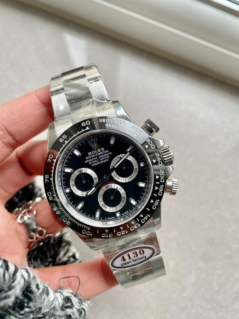 Daytona 116500 1:1 PANDA Best Edition CF 904L SS Case and Bracelet BLACK Dial CLEAN FACTORY
