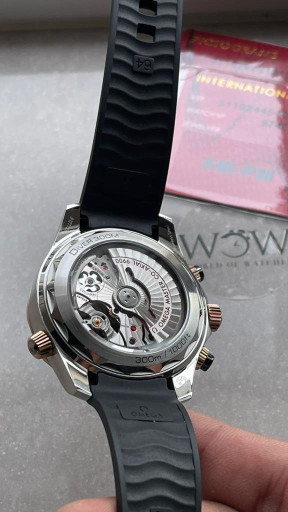 SEAMASTER 300M CHRONO SS/RG OMF 1:1 BEST EDITION BLACK DIAL ON BLACK RUBBER STRAP A9900 - Image 6
