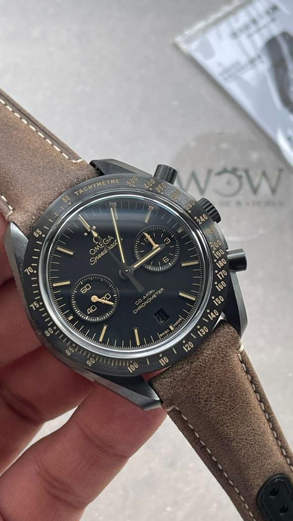 SPEEDMASTER "DARK SIDE OF THE MOON" REAL CERAMIC OMF 1:1 BEST EDITION VINTAGE BLACK ON BROWN LEATHER STRAP A9300 V2