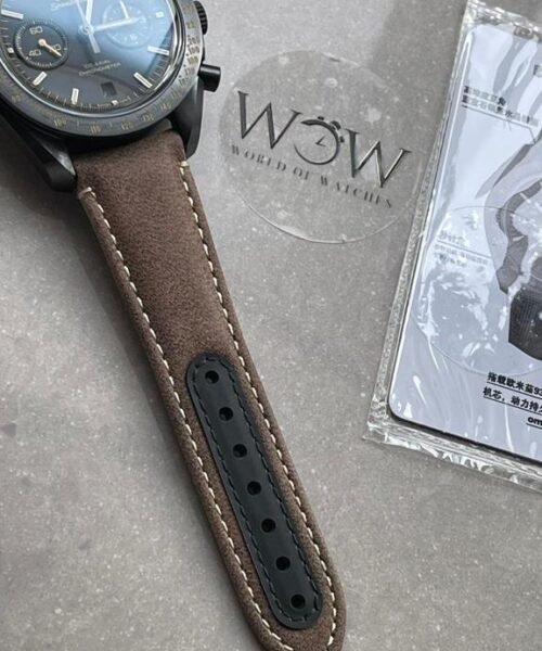 SPEEDMASTER "DARK SIDE OF THE MOON" REAL CERAMIC OMF 1:1 BEST EDITION VINTAGE BLACK ON BROWN LEATHER STRAP A9300 V2 - Image 4