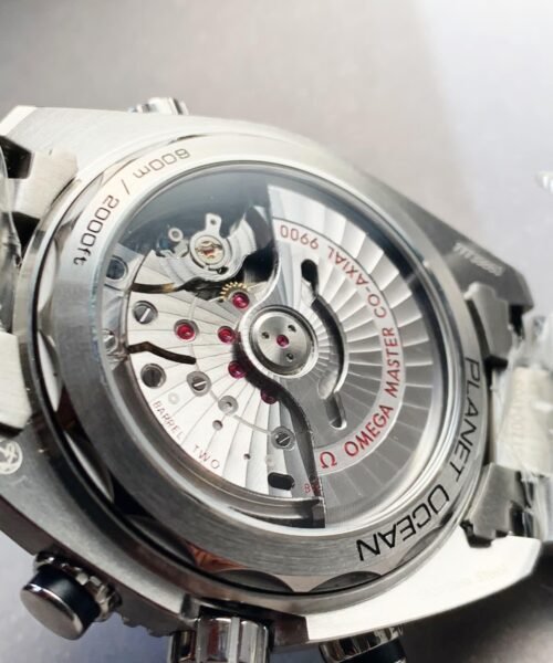 Planet Ocean SeaMaster Chronometer OMF SS Black/Orange Polished Bezel Black Dial on SS Bracelet A9900 (Black Balance Wheel) - Image 7