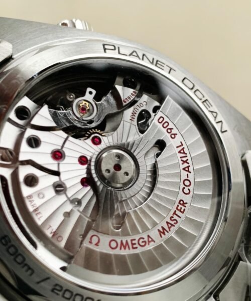 Planet Ocean SEAMASTER Chronometer OMF SS Grey/Orange Polished Bezel Grey Dial on SS Bracelet A9900 (Black Balance Wheel) - Image 10