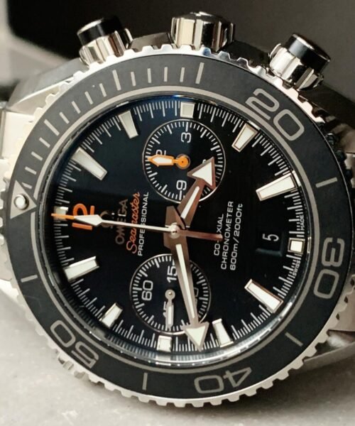 Planet Ocean SEAMASTER Chronometer OMF SS Black Matte Bezel Grey Dial on SS Bracelet A9900 (Black Balance Wheel) - Image 2