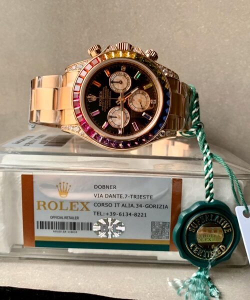 Daytona 116589RBOW YG Rainbow Crystal BLF Best Edition Black Dial on RG Bracelet A4130 - Image 6