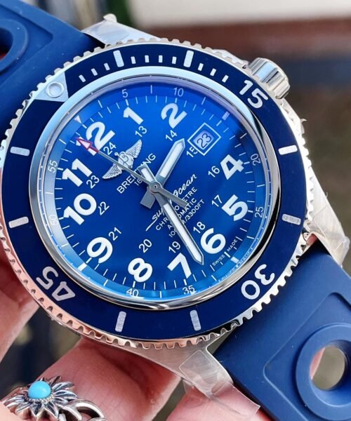 SuperOcean II 44mm GF 1:1 Best Edition Blue Dial on Blue Rubber Strap A2824 - Image 5