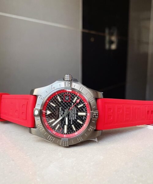 Avenger GMT SS GF 1:1 Best Edition Black Dial Stick Markers on RED rubber Strap A2836 V2 limited edition - Image 5