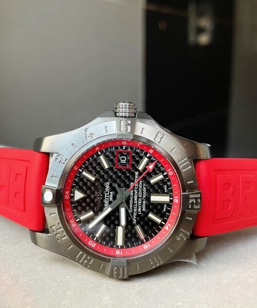 Avenger GMT SS GF 1:1 Best Edition Black Dial Stick Markers on RED rubber Strap A2836 V2 limited edition - Image 4