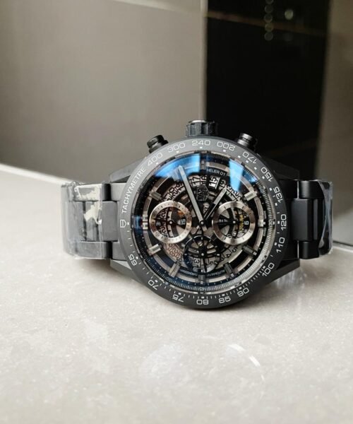 Calibre Heuer 01 Chrono 43mm Ceramic XF 1:1 Best Edition Skeleton Dial on Black Ceramic Strap A1887 - Image 3