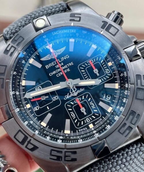 Chronomat 44mm Blacksteel GF 1:1 Special Edition Black Dial on Black Rubber Strap A7750 - Image 2