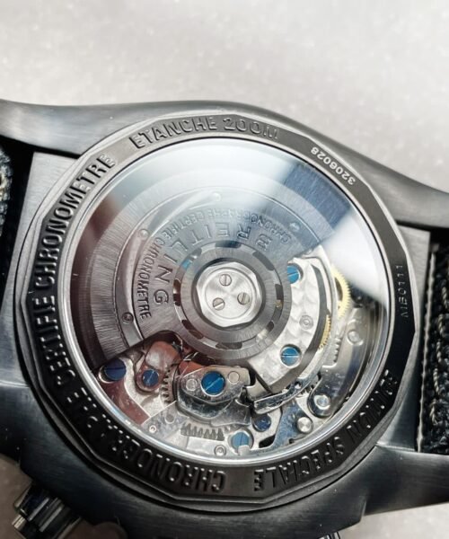 Chronomat 44mm Blacksteel GF 1:1 Special Edition Black Dial on Black Rubber Strap A7750 - Image 7