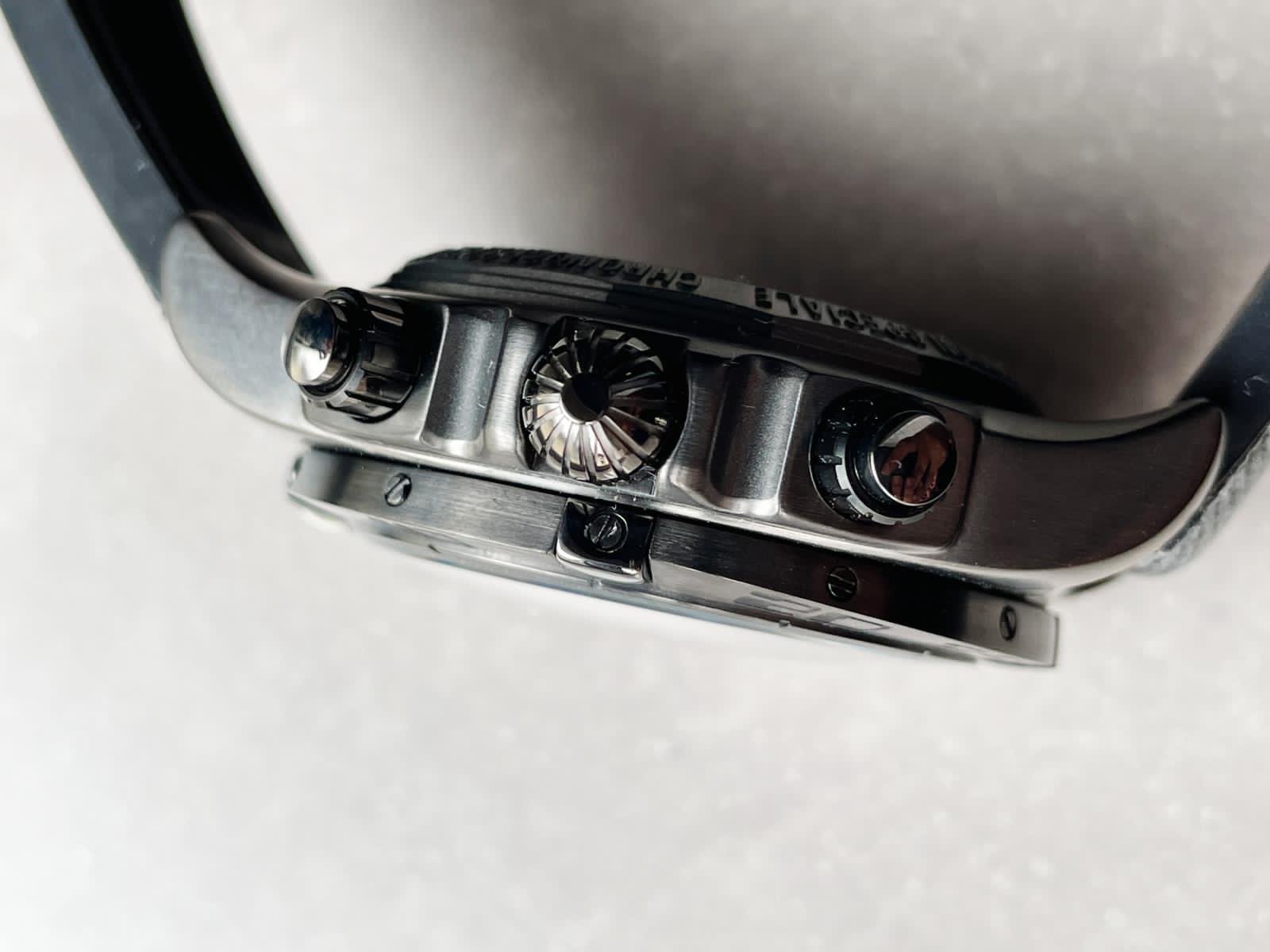 Chronomat 44mm Blacksteel GF 1:1 Special Edition Black Dial on Black Rubber Strap A7750 - Image 6