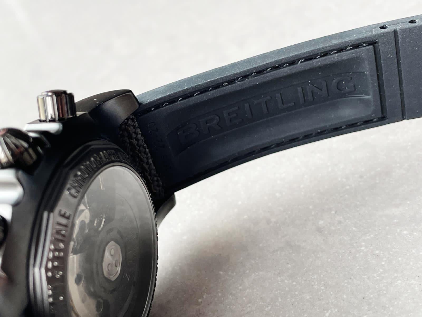 Chronomat 44mm Blacksteel GF 1:1 Special Edition Black Dial on Black Rubber Strap A7750 - Image 8