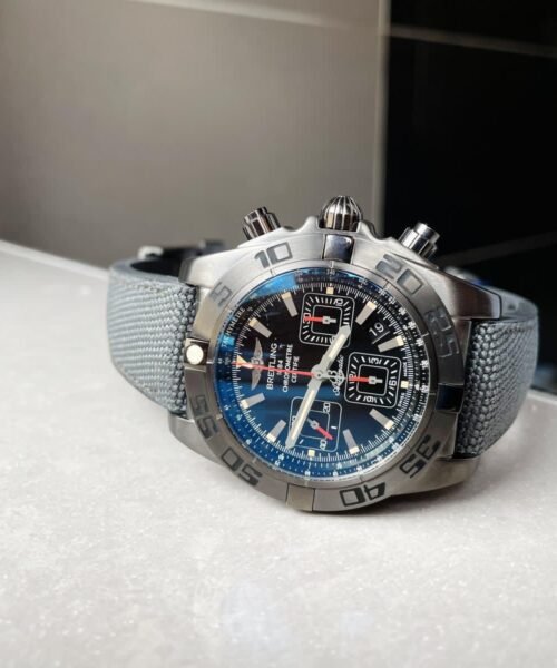 Chronomat 44mm Blacksteel GF 1:1 Special Edition Black Dial on Black Rubber Strap A7750 - Image 5