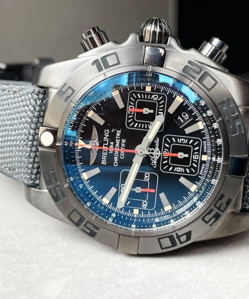 Chronomat 44mm Blacksteel GF 1:1 Special Edition Black Dial on Black Rubber Strap A7750 - Image 4
