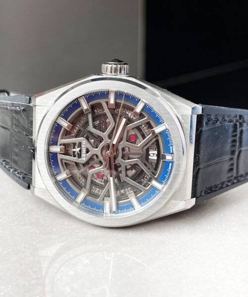 Defy Classic LF 1:1 Best Edition Skeleton Blue Dial on Blue Gummy Strap A2892 - Image 6