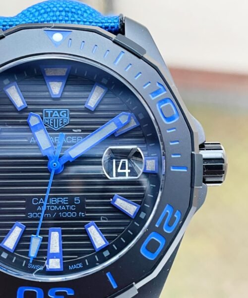 Aquaracer Calibre 43mm SS V6F Best Edition Black Blue Textured Dial Black Blue Ceramic Bezel on Blue Nylon Strap A2824 - Image 6