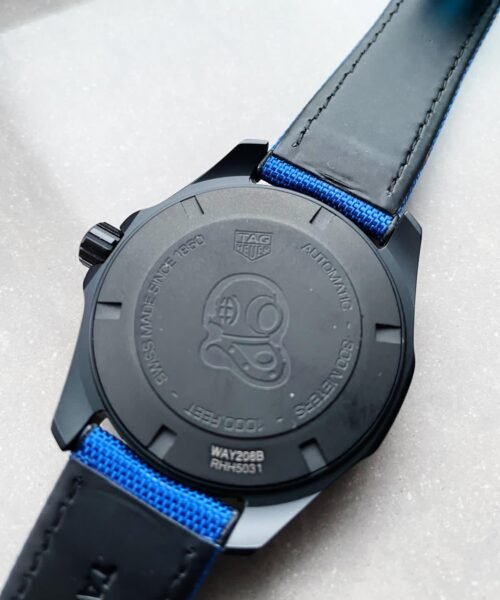 Aquaracer Calibre 43mm SS V6F Best Edition Black Blue Textured Dial Black Blue Ceramic Bezel on Blue Nylon Strap A2824 - Image 7