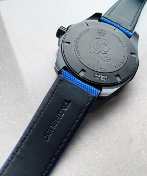Aquaracer Calibre 43mm SS V6F Best Edition Black Blue Textured Dial Black Blue Ceramic Bezel on Blue Nylon Strap A2824 - Image 8