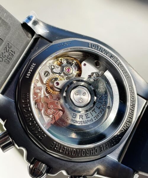 Chronomat 44mm Blacksteel GF 1:1 Special Edition Yellow Dial on Black Rubber Strap A7750 - Image 7
