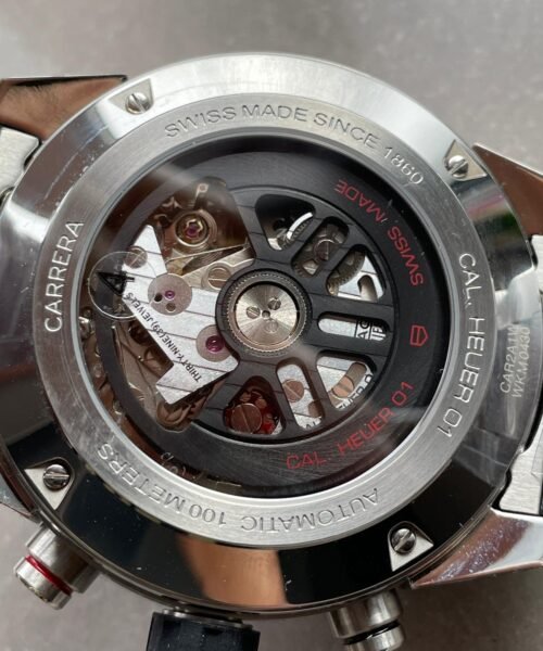 Calibre Heuer 01 Chrono SS/PVD XF Best Edition Skeleton Dial Red Hand on SS Bracelet A1887 - Image 9