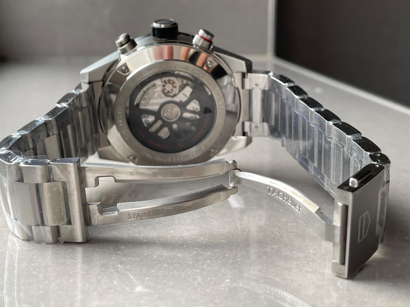 Calibre Heuer 01 Chrono SS/PVD XF Best Edition Skeleton Dial Red Hand on SS Bracelet A1887 - Image 8