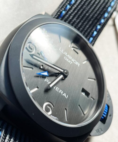 PAM1176 REAL CERAMIC V2 VSF 1:1 BLACK DIAL ON BLUE TEXTILE STRAP P9010 - Image 3