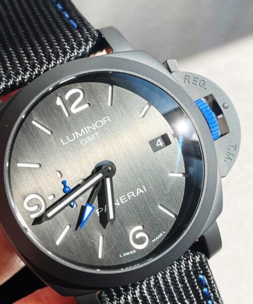 PAM1176 REAL CERAMIC V2 VSF 1:1 BLACK DIAL ON BLUE TEXTILE STRAP P9010 - Image 2