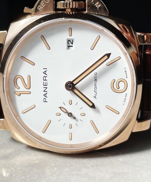 PAM1042 Luminor Due RG VSF Best Edition White Dial on Brown Leather Strap - Image 6