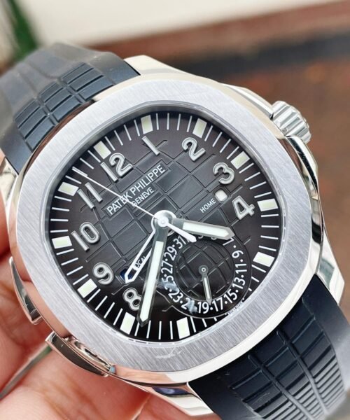 AQUANAUT 5164A SS GRF BEST EDITION BLACK DIAL ON BLACK RUBBER STRAP A324 V2 - Image 5
