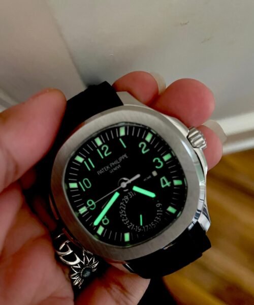AQUANAUT 5164A SS GRF BEST EDITION BLACK DIAL ON BLACK RUBBER STRAP A324 V2 - Image 3
