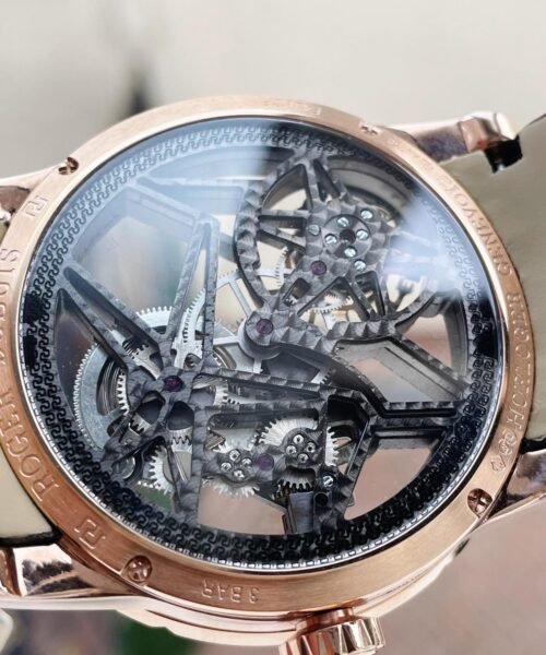EXCALIBUR RDDBEX0393 RG CRYSTALS BEZEL BBR BEST EDITION SKELETON DIAL ON BROWN LEATHER STRAP A2136 TOURBILLON V2 - Image 5