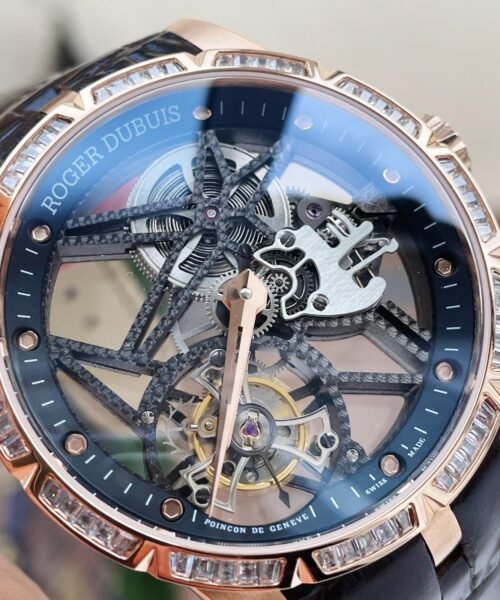 EXCALIBUR RDDBEX0393 RG CRYSTALS BEZEL BBR BEST EDITION SKELETON DIAL ON BROWN LEATHER STRAP A2136 TOURBILLON V2 - Image 8