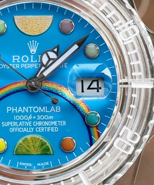 Submariner Phantomlab Transparent 5GF Best Edition Blue Fruit Dial on White Rubber Strap VR3135 - Image 6
