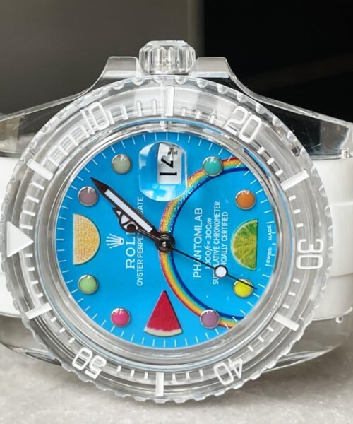 Submariner Phantomlab Transparent 5GF Best Edition Blue Fruit Dial on White Rubber Strap VR3135 - Image 3