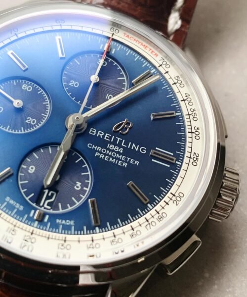Premier Chronograph 42 OXF 1:1 Best Edition Blue Dial on Brown Leather Strap A7750 - Image 2