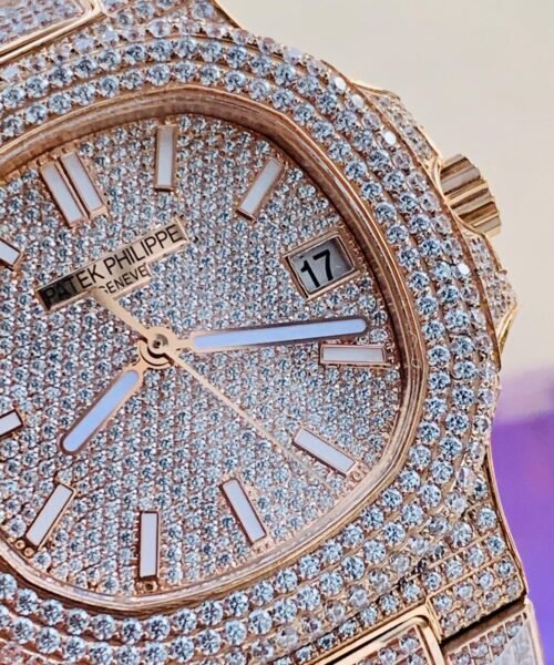 ICED Nautilus Jumbo 5711 RG TWF Full Paved Diamonds Dial Case and Bracelet A324 - Image 2