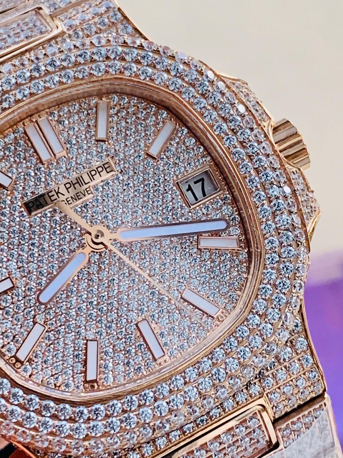 ICED Nautilus Jumbo 5711 RG TWF Full Paved Diamonds Dial Case and Bracelet A324 - Image 2