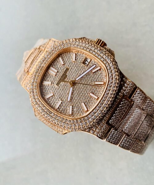 ICED Nautilus Jumbo 5711 RG TWF Full Paved Diamonds Dial Case and Bracelet A324 - Image 5